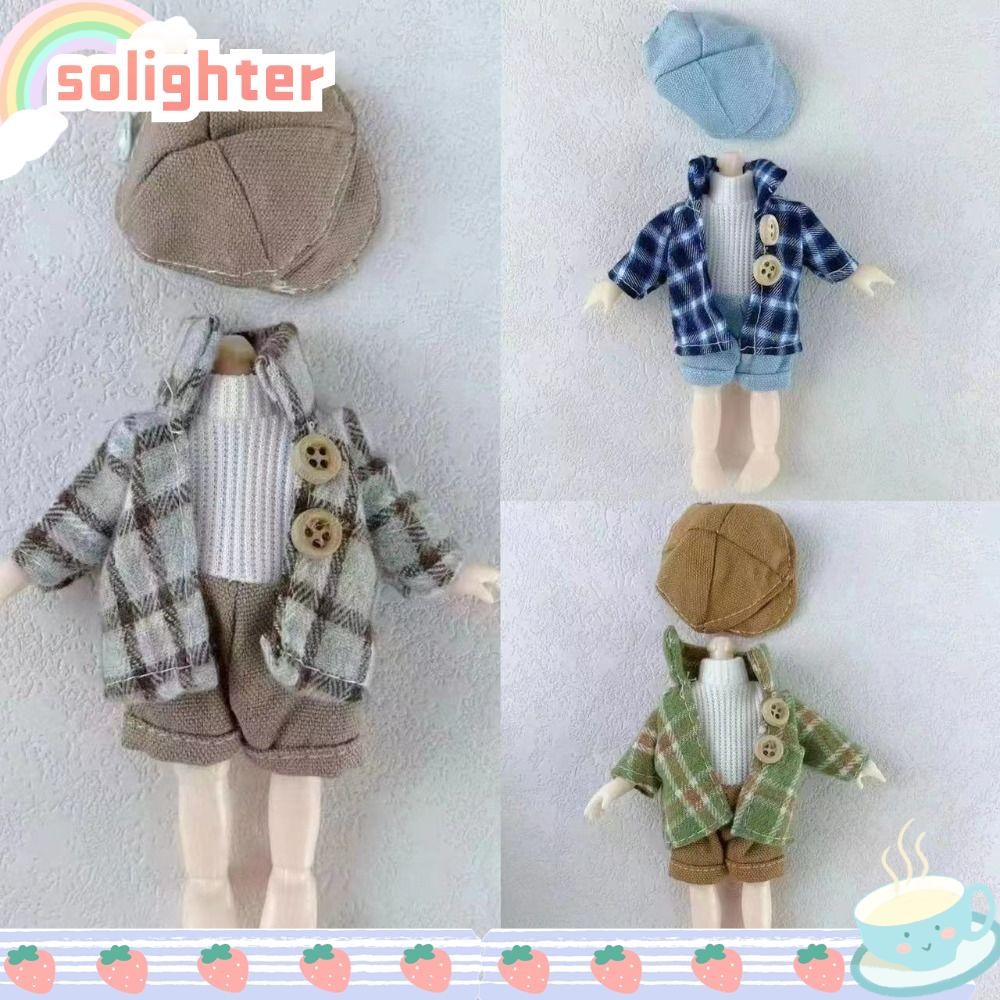 Solighter เสื้อผ้าฝ้ายตุ๊กตา,เสื้อผ้าชุดนักเรียนเปลี่ยนได้น่ารัก,ชุดอนุบาลน่ารักสําหรับตุ๊กตา OB11 1/11