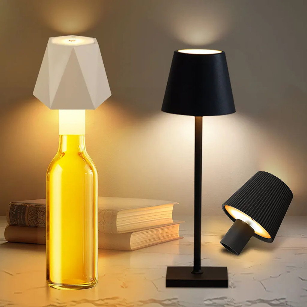 Touch Sensor ขวดไวน์ LED โคมไฟตั้งโต๊ะแบบชาร์จไฟได้ 3 สีปรับ Ambient Night Light