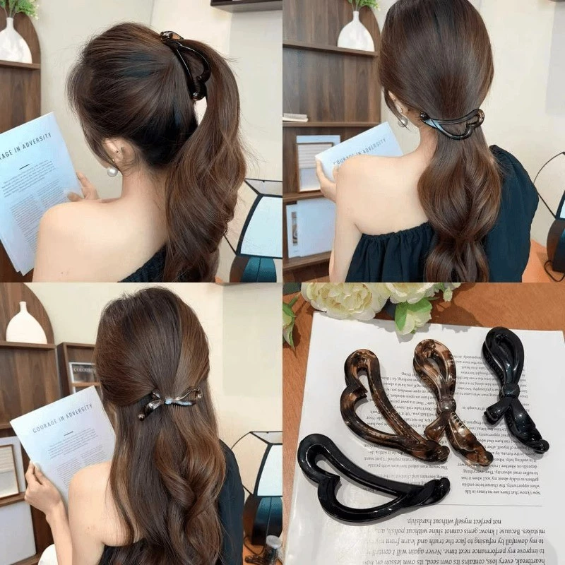 Fahion High Ponytail Heart Banana Clip Grips กิ๊บติดผม Hairpin อุปกรณ์เสริมคลิปแนวตั้ง