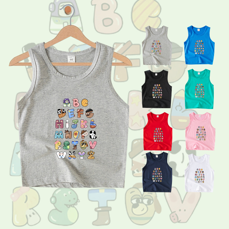 Toy STORY เสื้อกล้ามเด็กผ้าฝ้าย 100% แฟชั่นการ์ตูนเสื้อยืดแขนกุดสําหรับเด็กชายและเด็กหญิง 9 สี TH2TB073