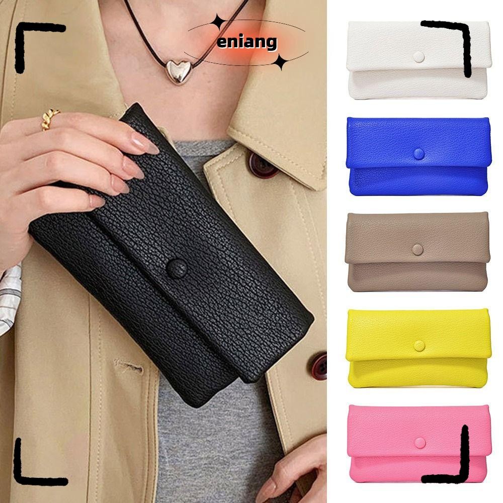 Eniang815 กระเป๋าสตางค์, PU หนังยาวบัตรเครดิต Holoder, แฟชั่นความจุขนาดใหญ่สีทึบ Multi-Card Card กระเป๋าสตางค์