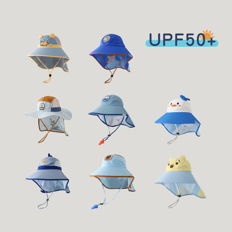 หมวกปีกกว้างสำหรับเด็ก ระบายอากาศดี ป้องกันแสงแดดและคุ้มครองคอ QN503