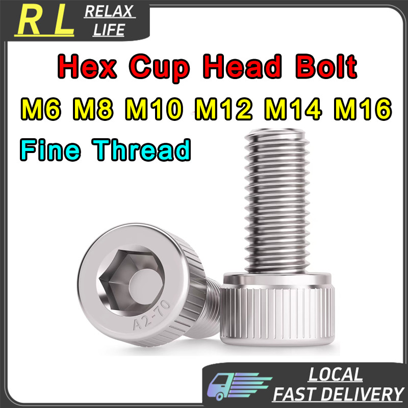 [RL] Hex Socket Cup Head Bolt ด้ายละเอียด SUS 304 สแตนเลส M6 M8 M10 M12 0.75P 1P 1.25P