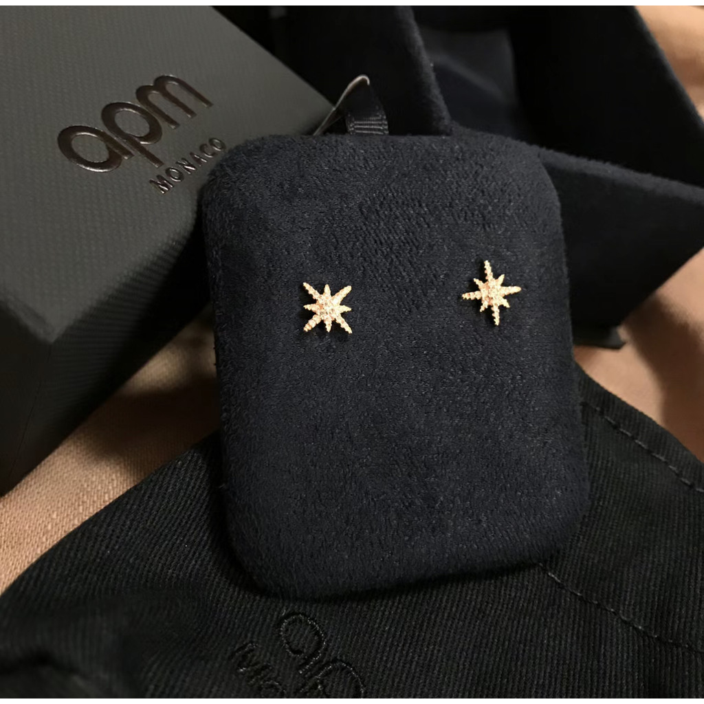 APM Monaco Hexagram ต่างหู 925 เงินเพชรเต็มเพทายหรูหราต่างหูของขวัญสําหรับแฟน