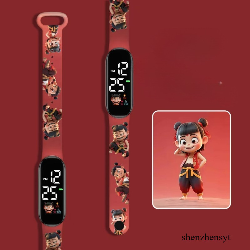 ใหม่ Nezha Naohai ขายร้อนอะนิเมะพิมพ์น่ารักนักเรียนชายและหญิงแฟชั่น LED กันน้ํา Touch สร้อยข้อมือนาฬิกา