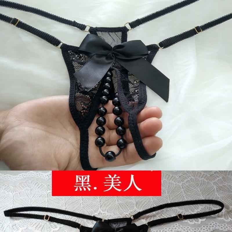 SEXY Natta❤️ ชุดชั้นในเซ็กซี่มุกสีดำ, กางเกงใน, ไม่ถอด, นวดลูกไม้, สำเร็จความใคร่, กางเกงใน, กางเกง T ขนาดใหญ่พิเศษสำหรับสาวอวบ, pajamas ON Bed