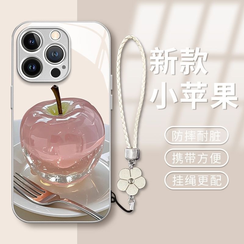คริสตัล Apple เคสโทรศัพท์สําหรับ iphone 16promax 15 แก้ว 14 13mini 12 ดอกไม้เชือกแขวน 11promax 6 7 8plus Xsmax รวมทุกอย่างเปลือก Xr