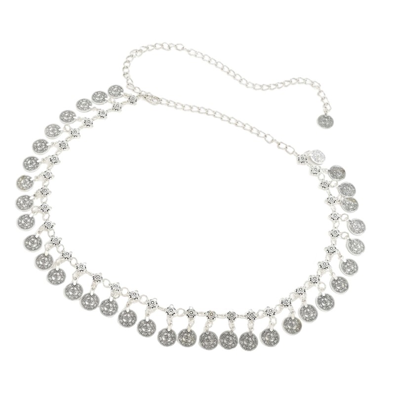 Cutep สไตล์ชาติพันธุ์เหรียญเข็มขัด Bohemian เอวโซ่ปรับความยาวเข็มขัด Handmade อุปกรณ์เสริมสําหรับชายหาดและวันหยุด Outf - รูปที่ 4