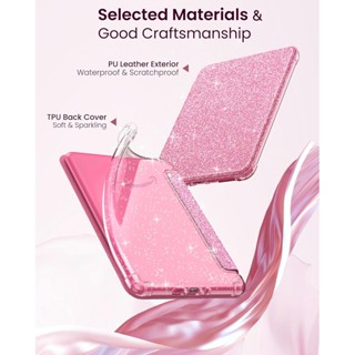 Moko ยืดหยุ่น Clear Glitter TPU ฝาครอบป้องกันพร้อม Auto Wake…