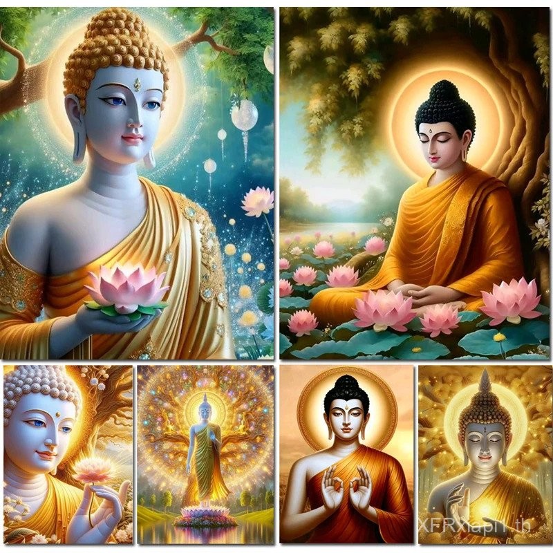 โปสเตอร์ผ้าใบพิมพ์ลายดอกบัวสีทองพร้อมฝุ่นนางฟ้า สินค้าใหม่ พร้อมภาพพระพุทธรูป ภาพดอกไม้ ตกแต่งผนังห้องนอน ของขวัญ ไม่มีกรอบ