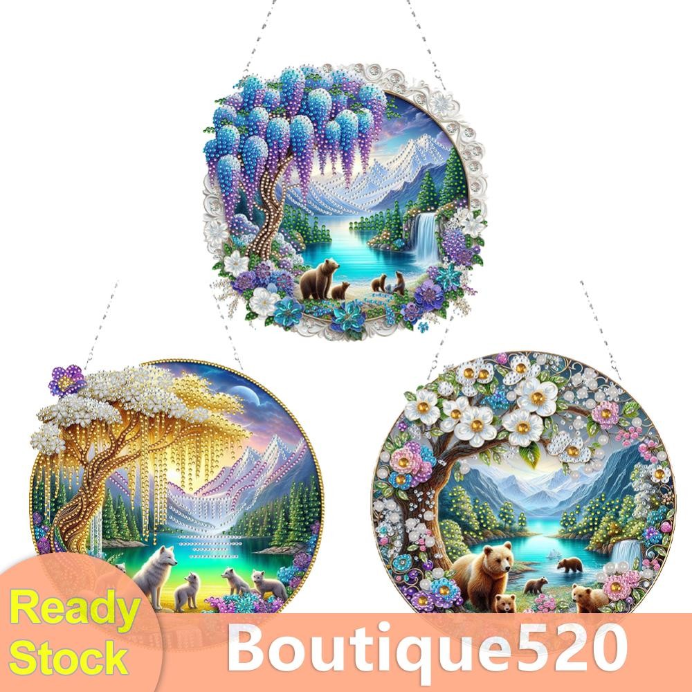 Landscape Double Sided Effect ภาพวาดเพชรจี้สัตว์ดอกไม้ SN9F [boutique520.th]