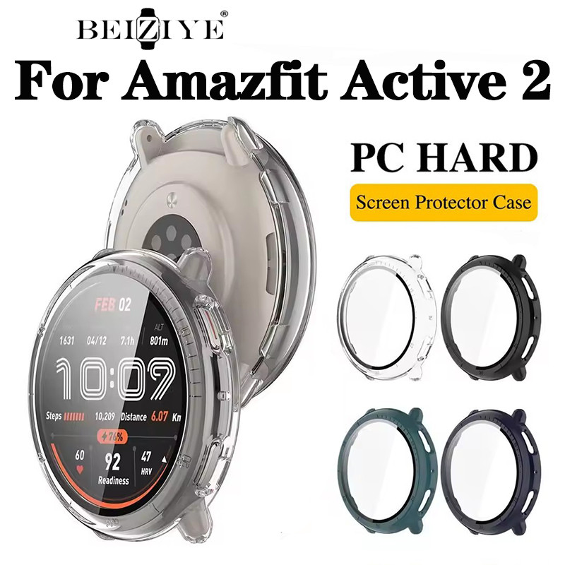 กระจกนิรภัยป้องกัน + PC สําหรับ Amazfit Active 2 Accessoroy PC All-around กันชนฝาครอบป้องกัน + ป้องกันหน้าจอสําหรับ Amazfit Active 2 สมาร์ทนาฬิกา