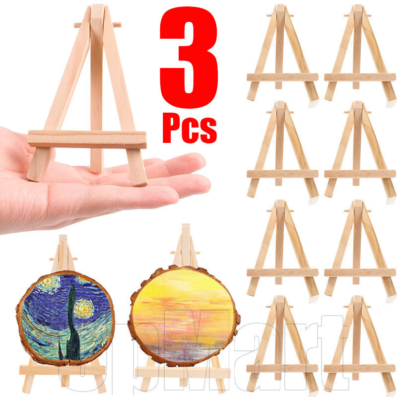 3ชิ้นมินิไม้ขาตั้งสนยึด-สร้างสรรค์ขาตั้งขนาดเล็กแนวตั้ง-งานฝีมือ ทําเอง ยืนแสดงภาพวาด-ที่วางโทรศัพท์-มัลติฟังก์ชั่ตกแต่งโต๊ะขาตั้งกล้อง-การ์ดขา