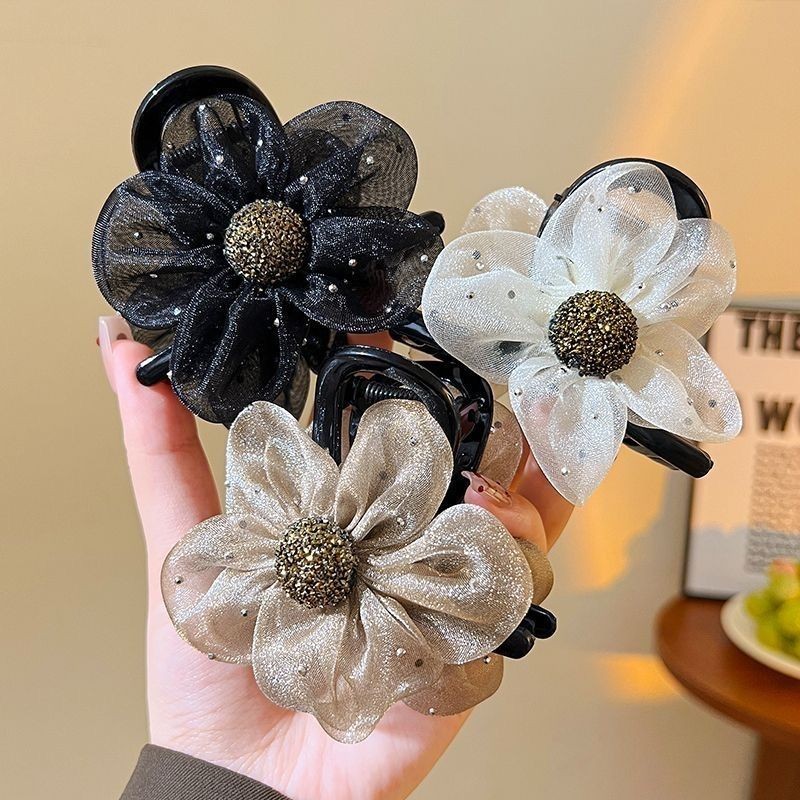 หญิง 2025 ตัวหนีบดอกไม้ Rhinestone ผ้ากอซสไตล์ใหม่ - รูปที่ 4