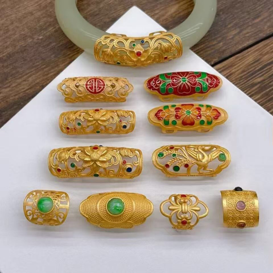 S925 Silver Gold-Plated อุปกรณ์เสริมวิธีโบราณ Burnt Blue สร้อยข้อมือหัวเข็มขัดคลิป Patch สร้อยข้อมือ