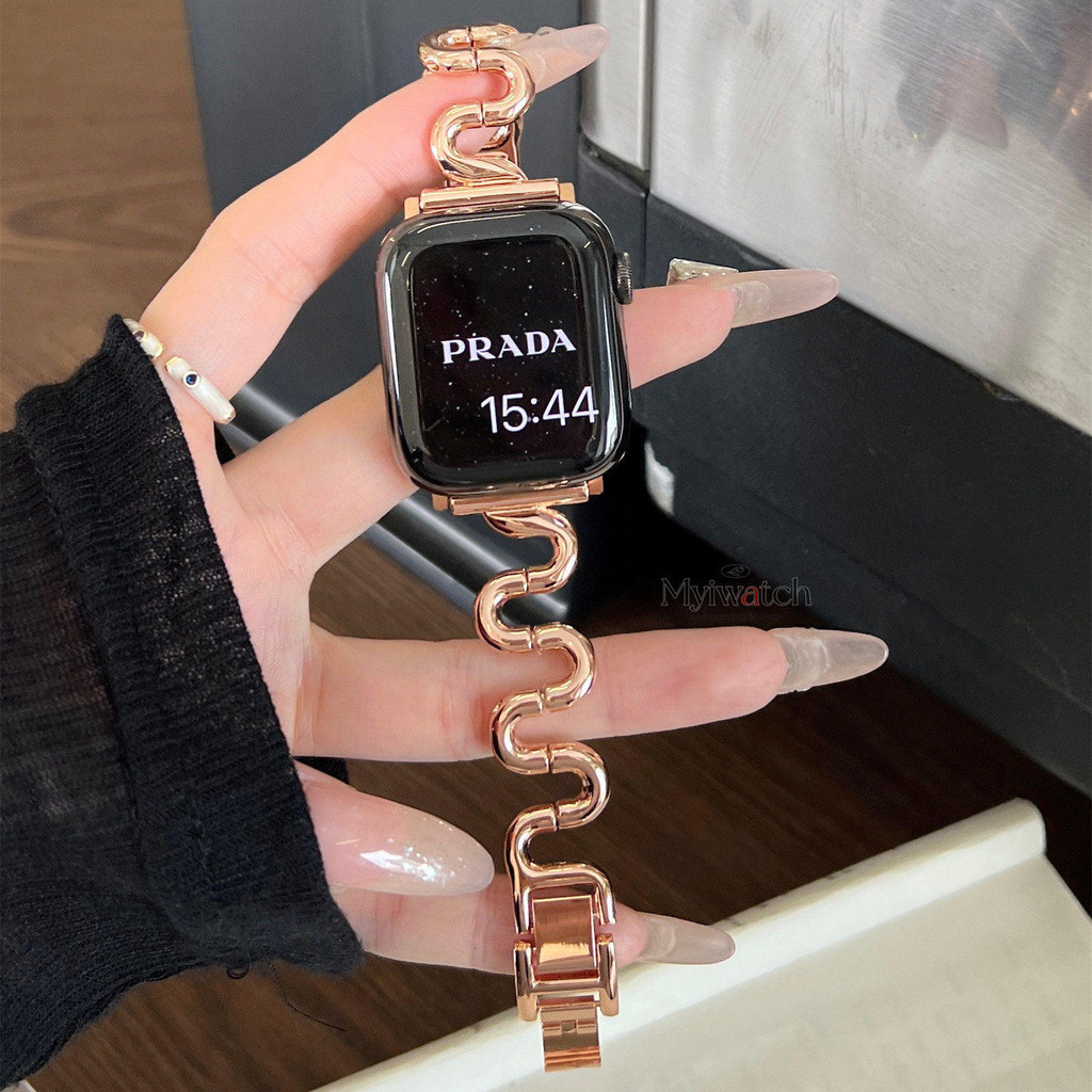 Creative S-shaped สายโลหะสําหรับ iWatch series 11 10 9 8 7 6 SE 5 4 3 2 1 ที่ไม่ซ้ํากัน Casual Design Band สําหรับ iWatch Band 46 มม.49 มม.45 มม.44 มม.41 มม.40 มม.38 มม.42 มม.อุปกรณ์เสริมสวมใส่ - รูปที่ 4