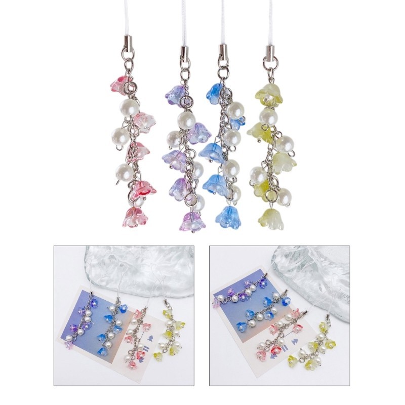 Stat Camera Phone Jewelry Flower Phone Charm Lilys of the Valley Flower Phone Chain