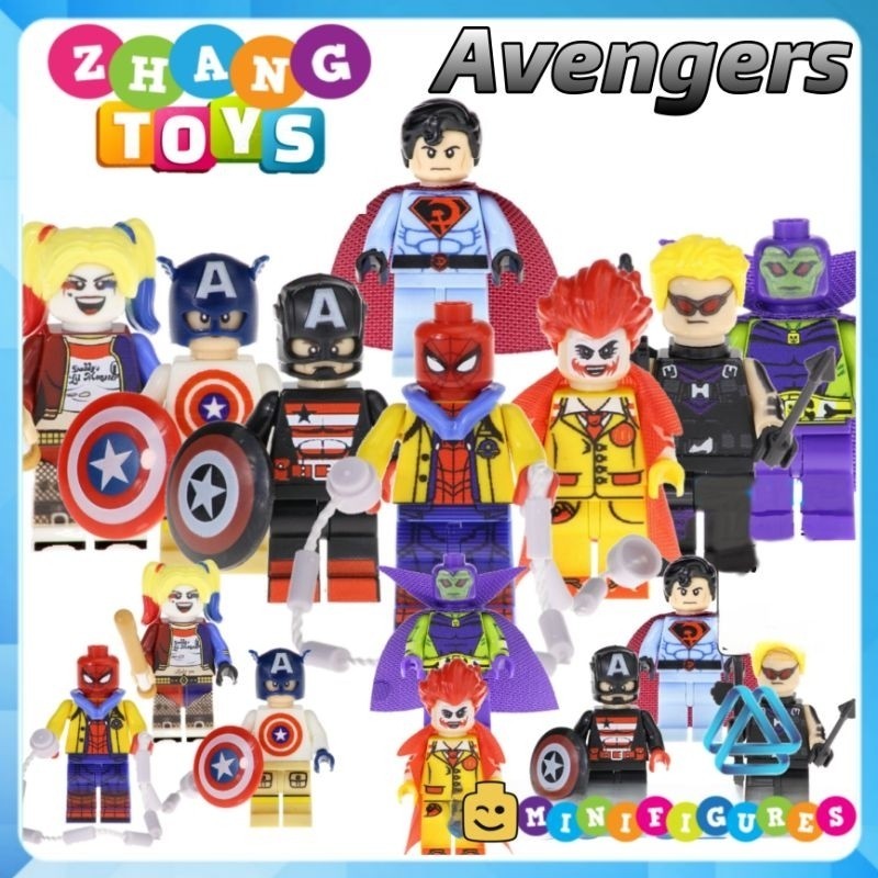 Spider Man Joker Harley Quinn Hawkeye UsAgent Drax กัปตันอเมริกา Superman Red Minifigures POGO PG812