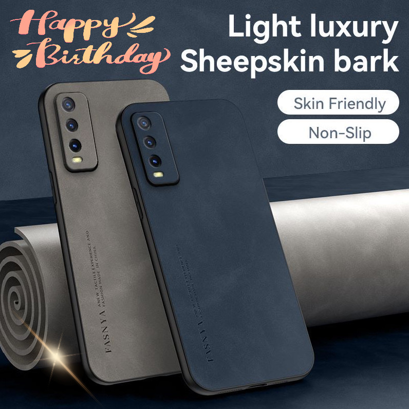 เคส vivo v2048 v2037 v2029 v2042 v2043 v2052 v2028 เปลือกป้องกันการตกและดูดซับแรงกระแทกทําจากหนังแกะ