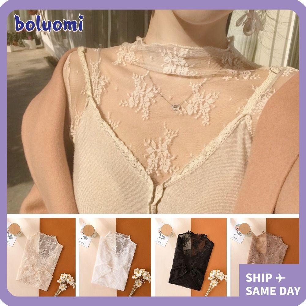 Boluomi เสื้อยืดซีทรู แขนยาว สีดํา แฟชั่นสําหรับผู้หญิง