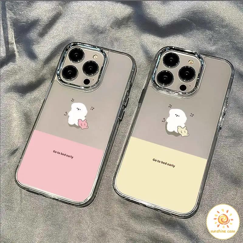 เคสโทรศัพท์มือถือกรอบรูปโลหะลายการ์ตูนคู่รักน่ารัก ไอโฟน11 For iPhone12 13 14 15Pro MAX X XS XR XS 6 7 8Plus เคสโทรศัพท์