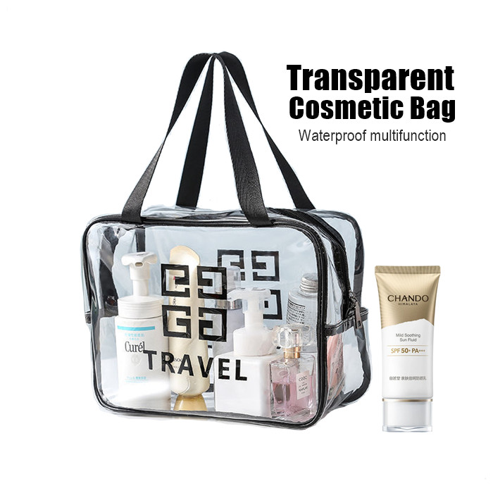 Beg Simpanan Alat Solek Barang Mandi / Travel Washing Bag กระเป๋าถือ PVC ใส มัลติฟังก์ชั่น แต่งหน้า กระเป๋าเครื่องสําอาง