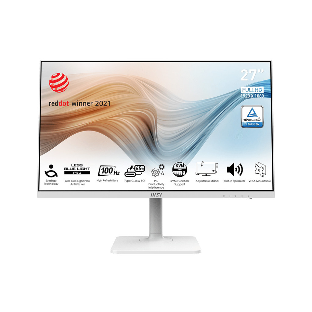 MSI Monitor Modern MD272XPW (White) 27" IPS FHD, 100Hz (1ms, DP, HDMI, Type-C) 108% sRGB ประกันศูนย์ MSI 3 ปี