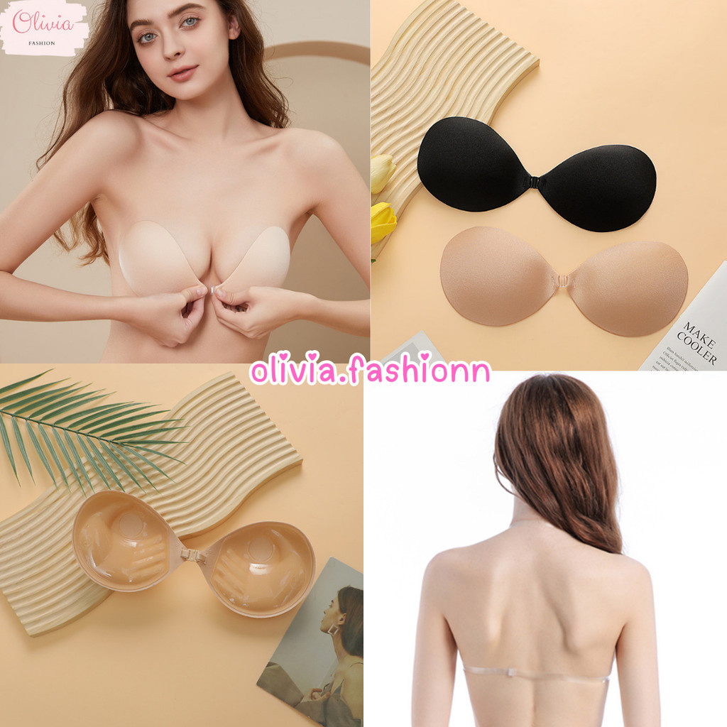 Olivia บราปีกนกทรงกลม ดันทรง ฟองน้ำหนาพิเศษ พร้อมสายใส #BRA002