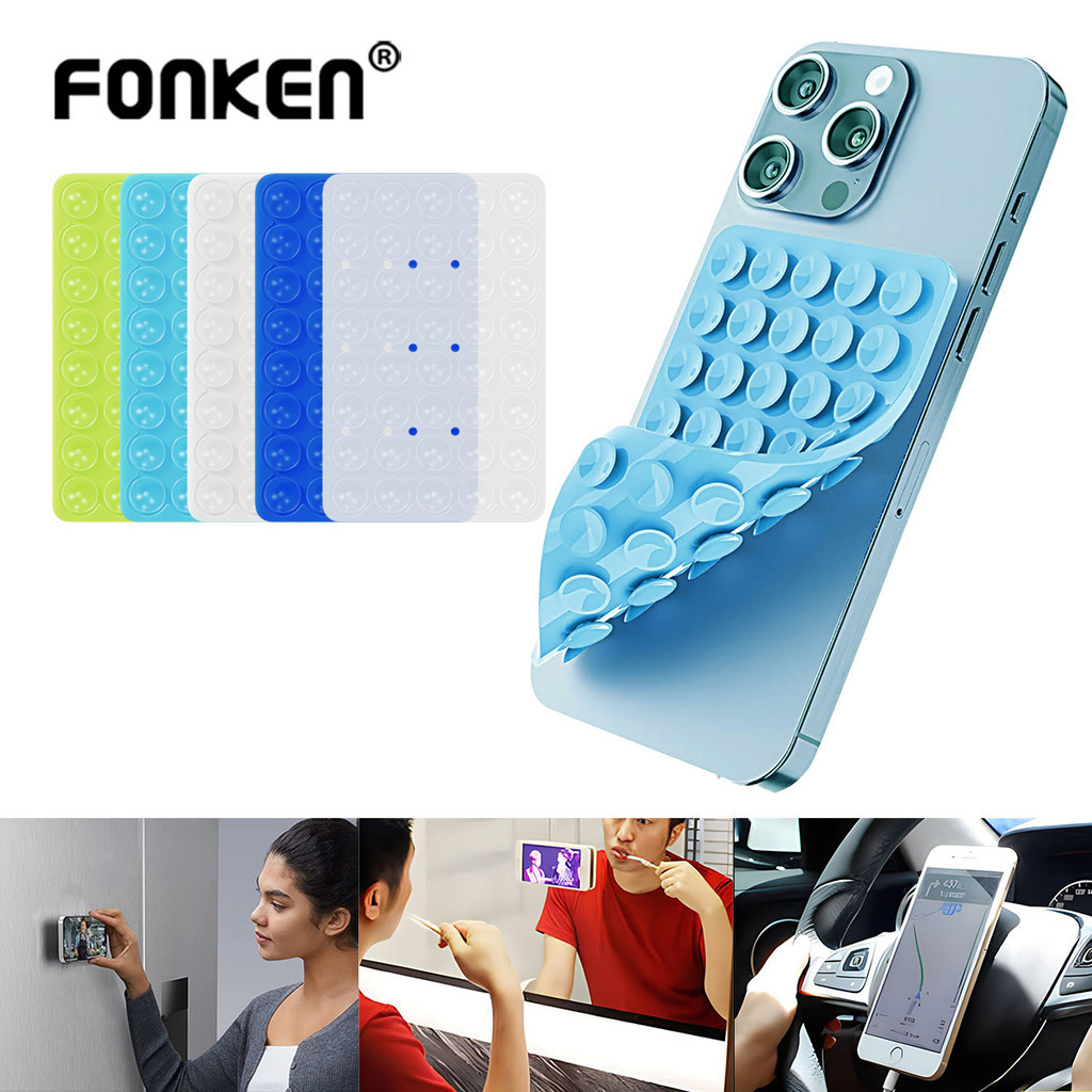Fonken แผ่นดูดซิลิโคน สองด้าน สําหรับยึดโทรศัพท์มือถือ ถ้วยดูด แผ่นดูดยางซิลิโคน มีกาวในตัว