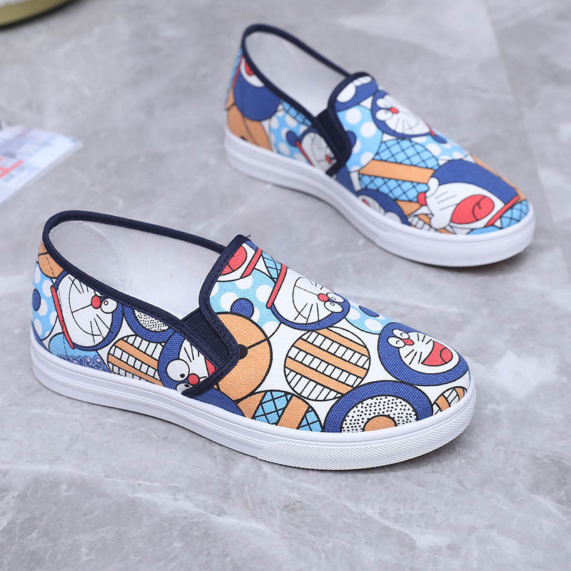 Featured Hot Sale#Graffiti Canvas Shoes Women's Korean-Style Low-Top Cute Comfortable Breathable Cartoon Casual Shoes Women's Slip-on Student Board Shoes Women4.23LNN
