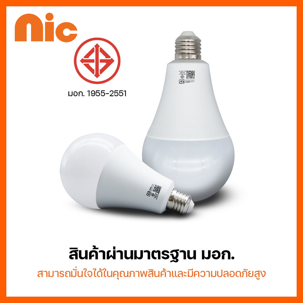 NIC หลอดไฟ LED ทรงกลม แสงสีขาว E27 รุ่น 24W 18W 15W 12W 9W 7W 5W 3W หลอดไฟบ้าน ไฟห้องนอน หลอดปิงปอง