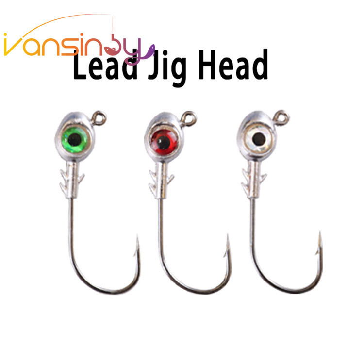 1 ชิ ้ น 5g/7g/10g/14g ตกปลา Jig หัว Hook Double Barb Sharp ตะขอตกปลา 3D ตา