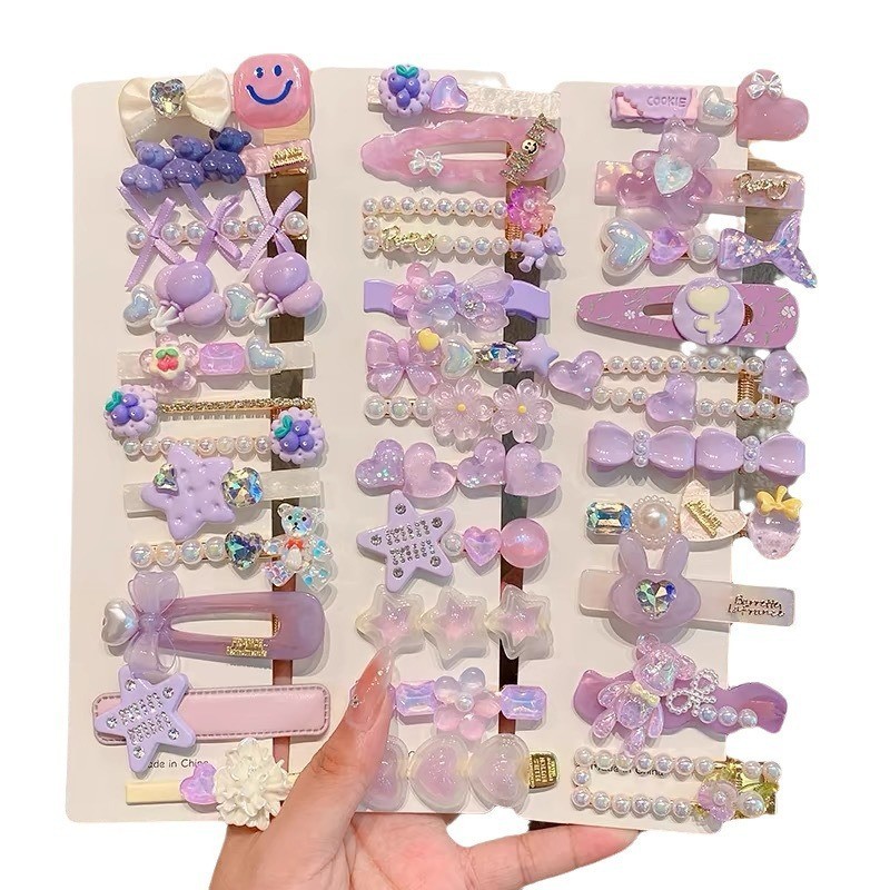 ชุดหกชิ้น โดปามีน หัวใจ โบว์ กิ๊บการ์ตูน กิ๊บ bb คลิป เครื่องประดับผมหลากสี