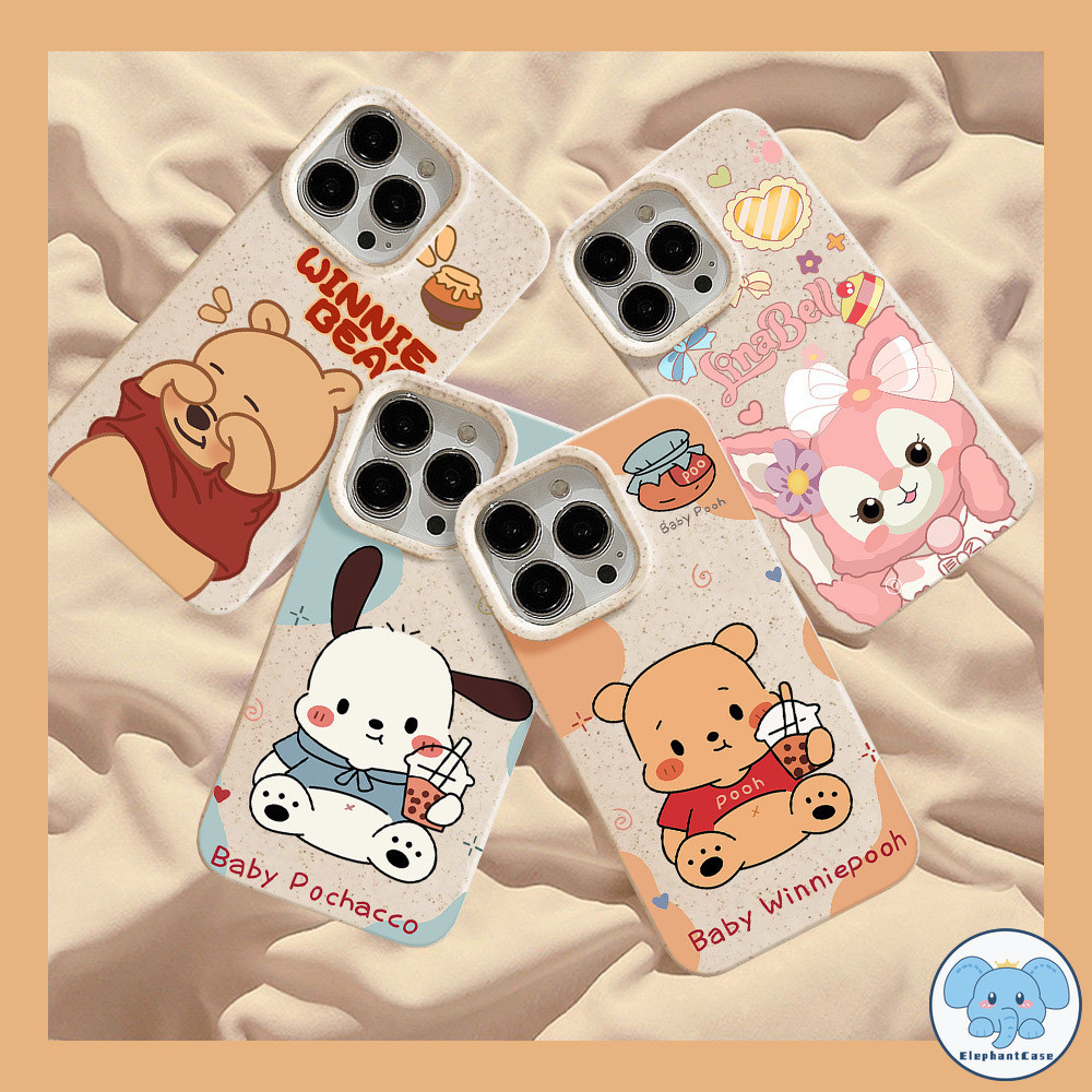 ชานมหมี วินนี่ Pochacco ลูกสุนัข ลินาเบลล์ ปกหัวใจรัก iPhone 15 11 7Plus 13 12 14 Pro Max XR 6s 6 8 7 Plus XS MAX X SE