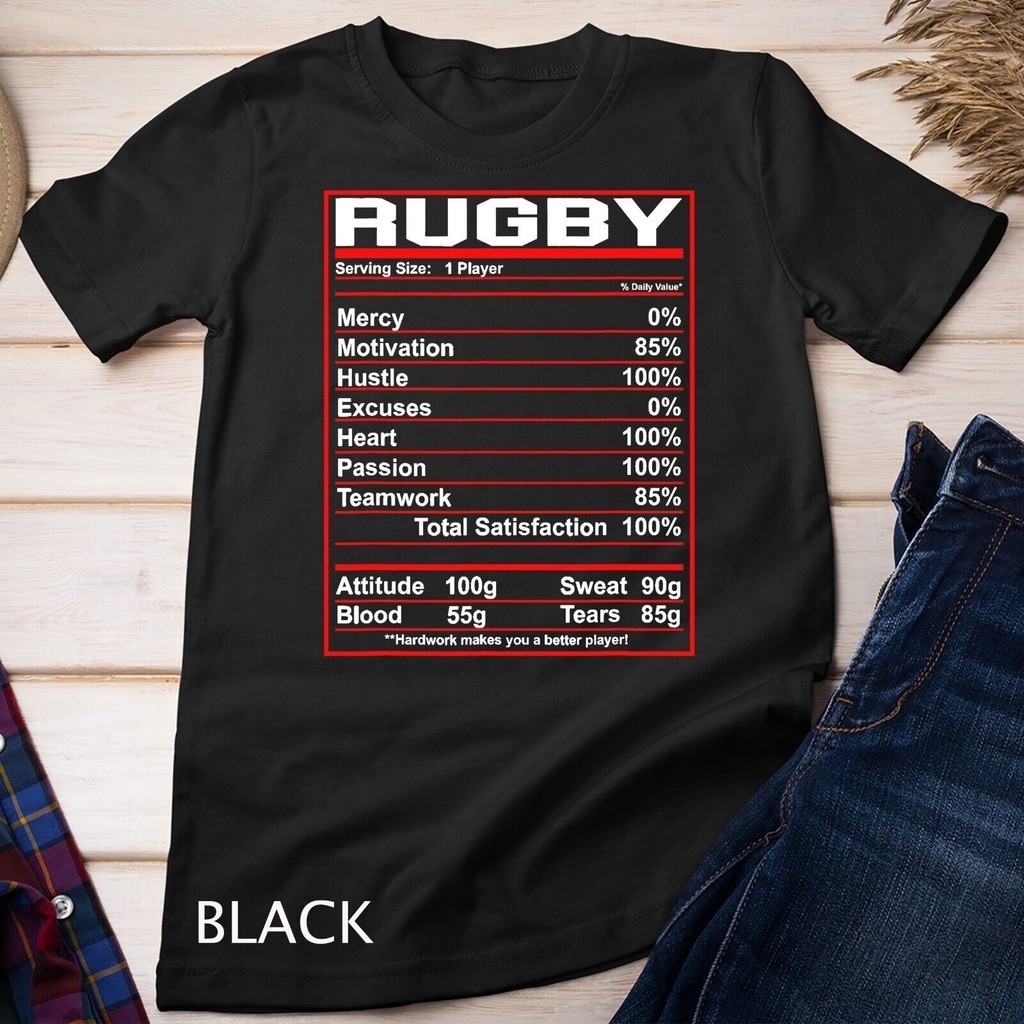Funny Rugby Nutrition Facts Rugby Player เสื้อยืด Unisex