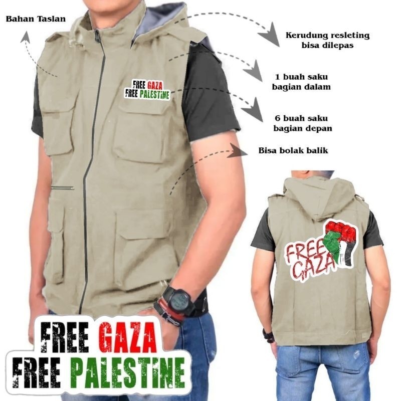 VESTINE - GAZA VEST - ฟรี GAZA PALASINE VEST - GAZA VOLUNTEER VEST