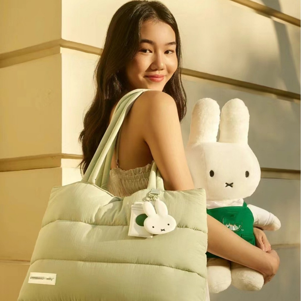 Miffy miffy miffy Starbucks Joint Down Tote Bag Preppy Style Large Capacity One-Shoulder Laptop Scho