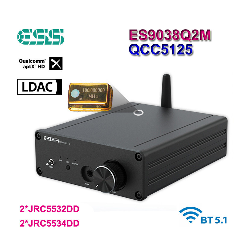 Es9038q2m DAC QCC5125 บลูทูธ USB DAC Board APTX-HD LDAC JRC5532DD HIFI ตัวถอดรหัสเสียงดิจิตอลเป ็ น Analog Audio Converter