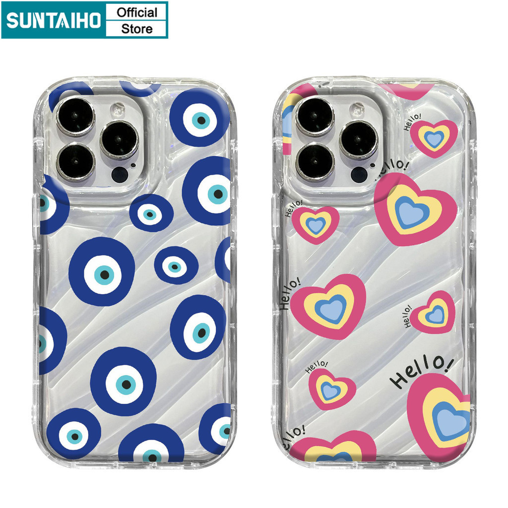 Suntaiho ตลกน่ารักปลอก Rainbow Love วงกลมรูปแบบเคสโทรศัพท์สําหรับ Iphone 15 14 12 13 11 Pro Max IP 7 8 Plus Iphon X Xs XR Xs Max TPU ซิลิโคนนุ่มพรีเมี่ยมกันกระแทกปกหลัง