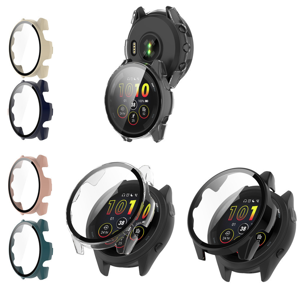 เคส + ตัวป้องกันหน้าจอสําหรับผู้เบิกทาง Garmin 165 / 165 Music Hard PC กรอบฝาครอบกันชน + HD Slim กระจกนิรภัยป้องกันรอยขีดข่วน