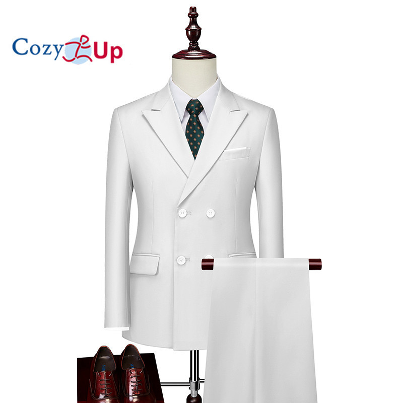 Cozy Up Mens 2 ชิ้นชุดกระดุมคู่ Slim Fit Tuxedo Blazer และกางเกงสําหรับงานแต่งงาน Prom Homecoming