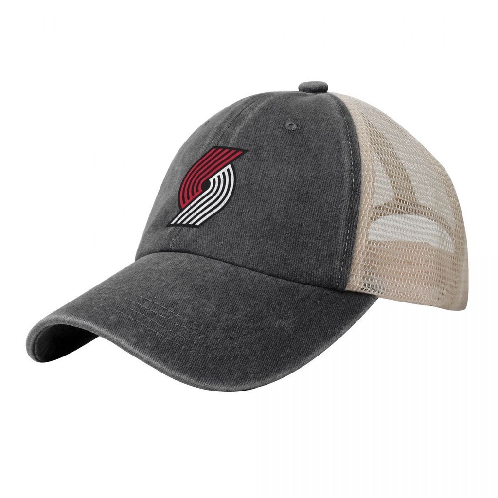 หมวกเบสบอลตาข ่ ายคาวบอยแบบปรับได ้ NBA Portland Trail สําหรับกีฬากลางแจ ้ ง - แห ้ งเร ็ วและป ้ องกันแสงแดด