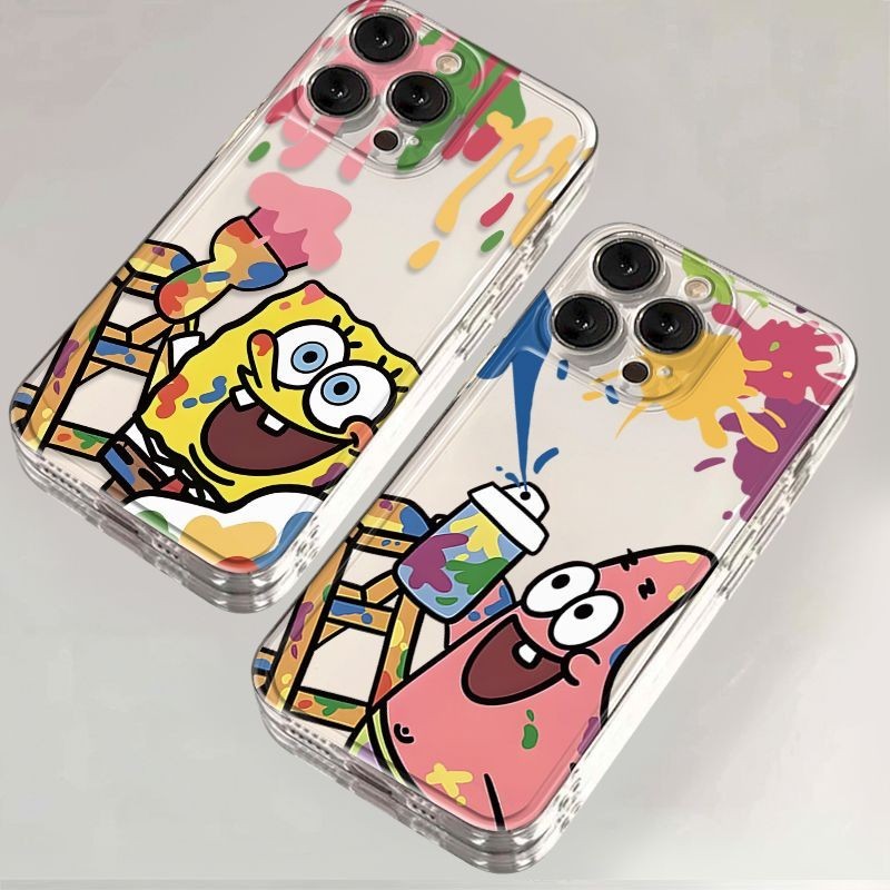 Graffiti SpongeBob SquarePants เข ้ ากันได ้ กับ Apple iPhone15/14Promax เคสโทรศัพท ์ 13/12 Space Case 11/xs Soft Case