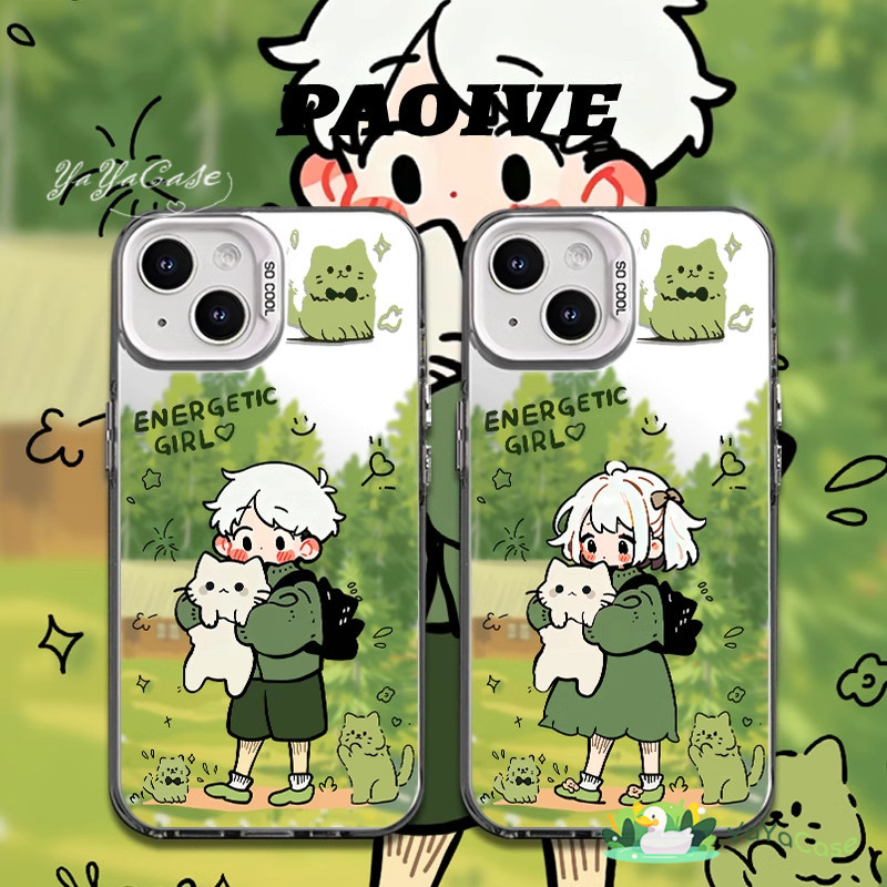 สำหรับ iPhone11 13 Cute CASE FOR เคสไอโฟน15 14 12 Pro Max 15 14 7 8Plus X XR XS MAX Cartoon Couples ขั้นสูง สี เงิน เคส