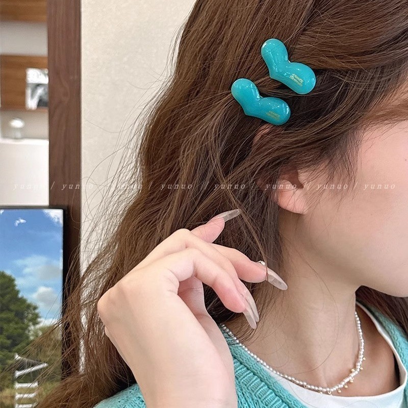 น ่ ารักครีม Love Hairpin คลิปด ้ านข ้ างหน ้ าม ้ า Duckbill คลิปฤดูร ้ อน