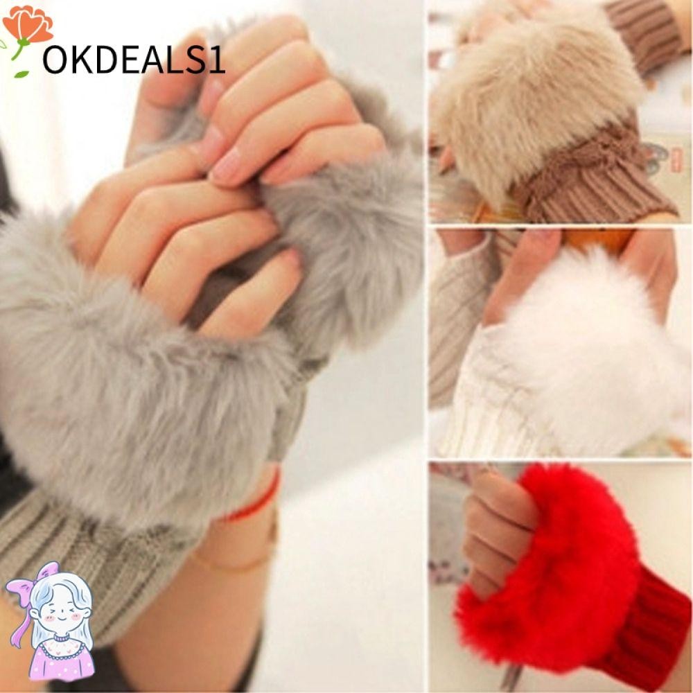 Dealshop ถุงมือผ้าถัก เปิดนิ้วมือ ให้ความอบอุ่น แฟชั่นฤดูใบไม้ร่วง ฤดูหนาว สําหรับคู่รัก