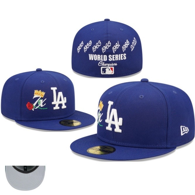 แฟชั ่ นล ่ าสุด LosAngelesDodgersTeam Fit หมวกผู ้ ชายผู ้ หญิงหมวกปิดเต ็ มรูปแบบกีฬาเย ็ บปักถักร ้ อยหมวก