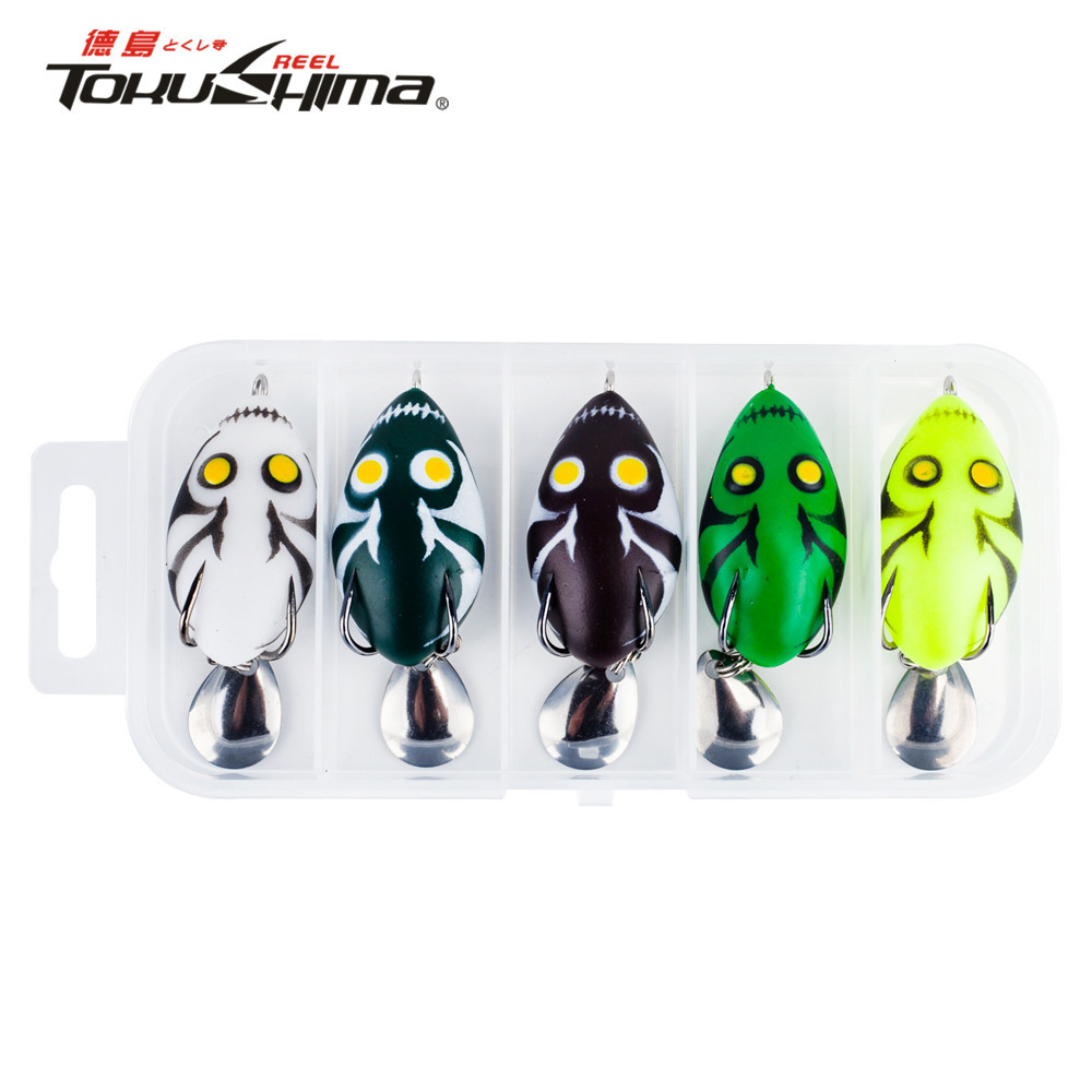 5 ชิ้น/กล่องกบ Lure 4 ซม./6g Topwater Ray Snakehead Soft Frog Fishing Lure ลอย Swimbait ประดิษฐ์กระโดดกบ 3D ตา Topwater หล่อ Lure พร้อมตะขอคู่