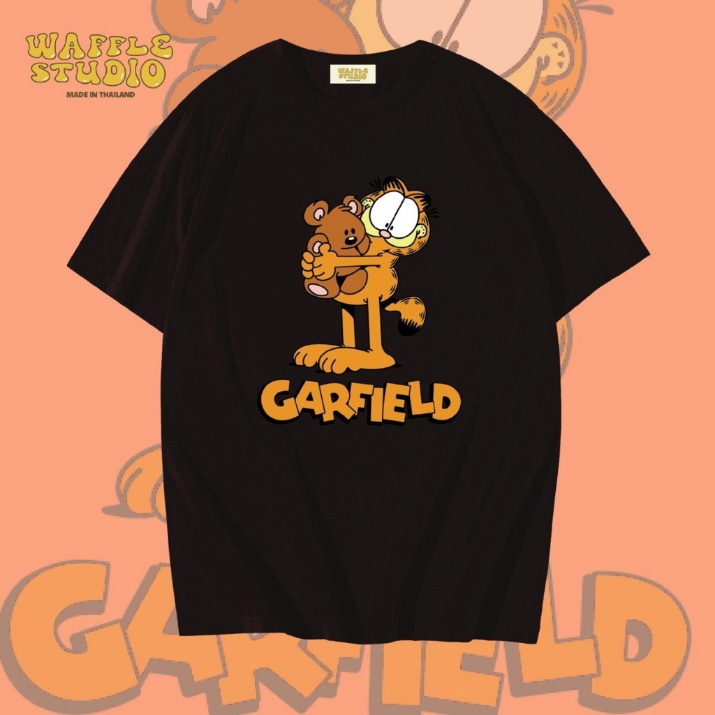 [  🔥 ] WS0083 เสื้อยืดโอเวอร์ไซส์ เสื้อยืดเกาหลี ผ้าคอตตอน100% เสื้อยืด Garfield กาฟิลด์ 100%cotton 
