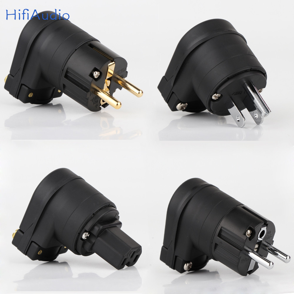 Hi-end Rhodium 24K Gold Schuko Connector มุม Schuko Plug Audio Power Connector ปลั ๊ กสายไฟ AC ปลั ๊ กไฟ